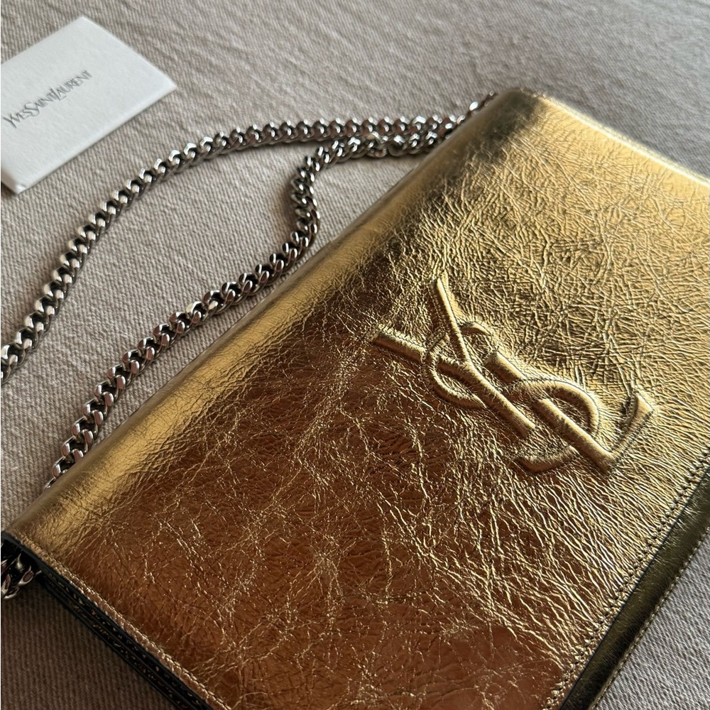 Yves Saint Laurent Black and Gold Leather Wallet - Picture 2 of 6
